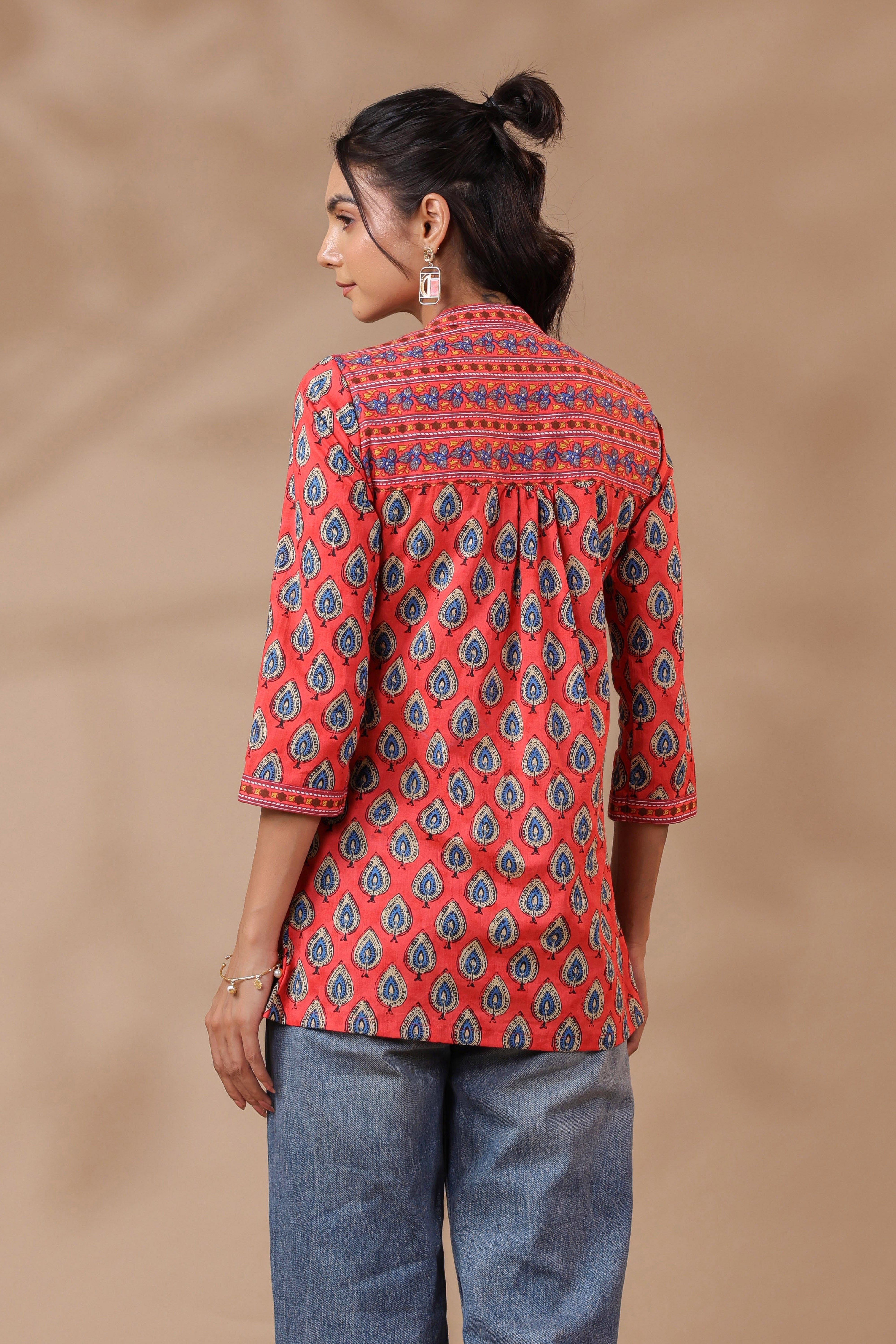 Peach Printed Cotton Top