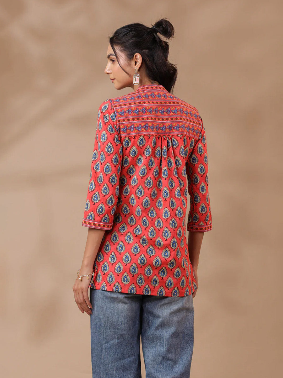 Peach Printed Cotton Top