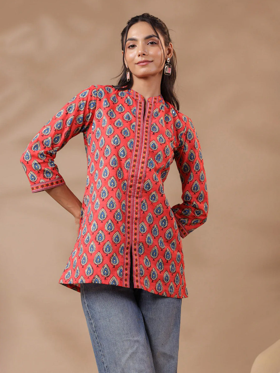 Peach Printed Cotton Top