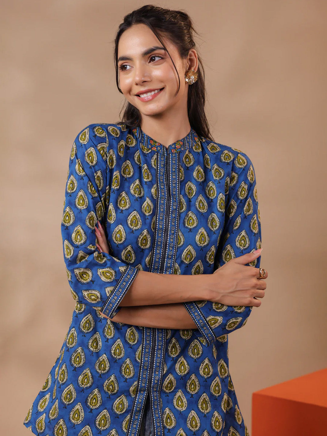 Blue Printed Cotton Top