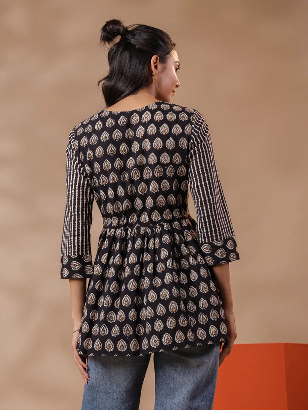 Bagru Printed Black Cotton Top