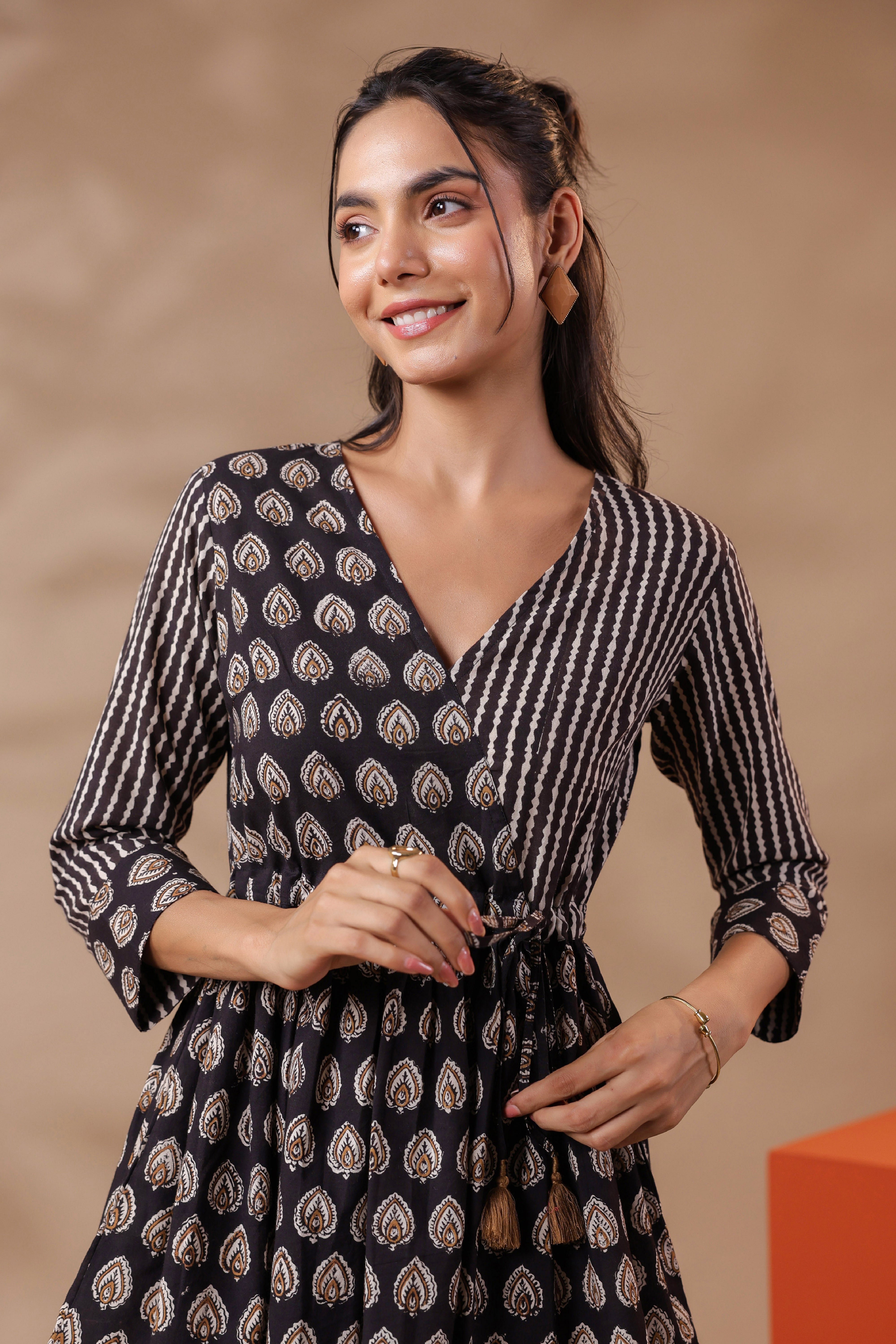 Bagru Printed Black Cotton Top