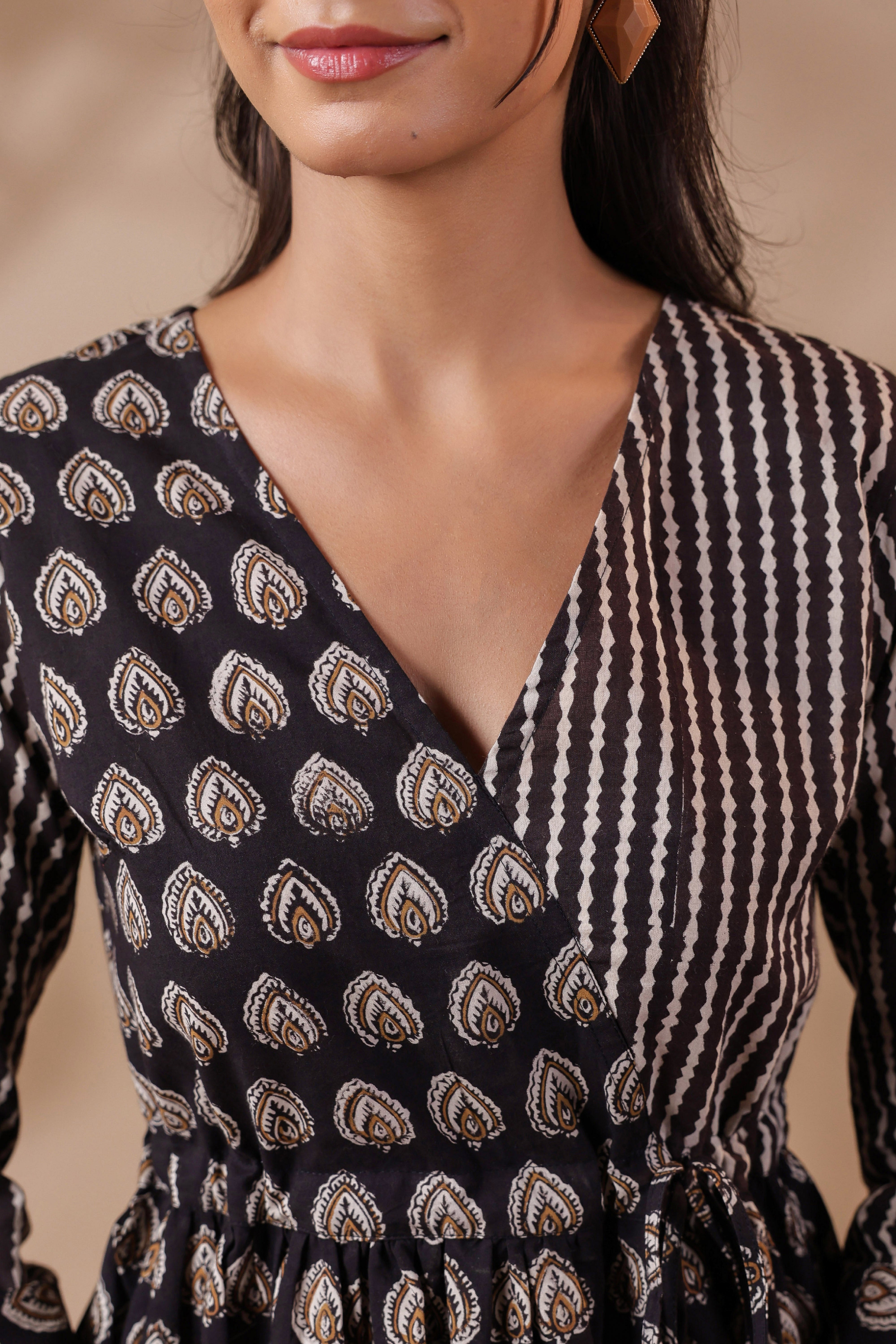 Bagru Printed Black Cotton Top