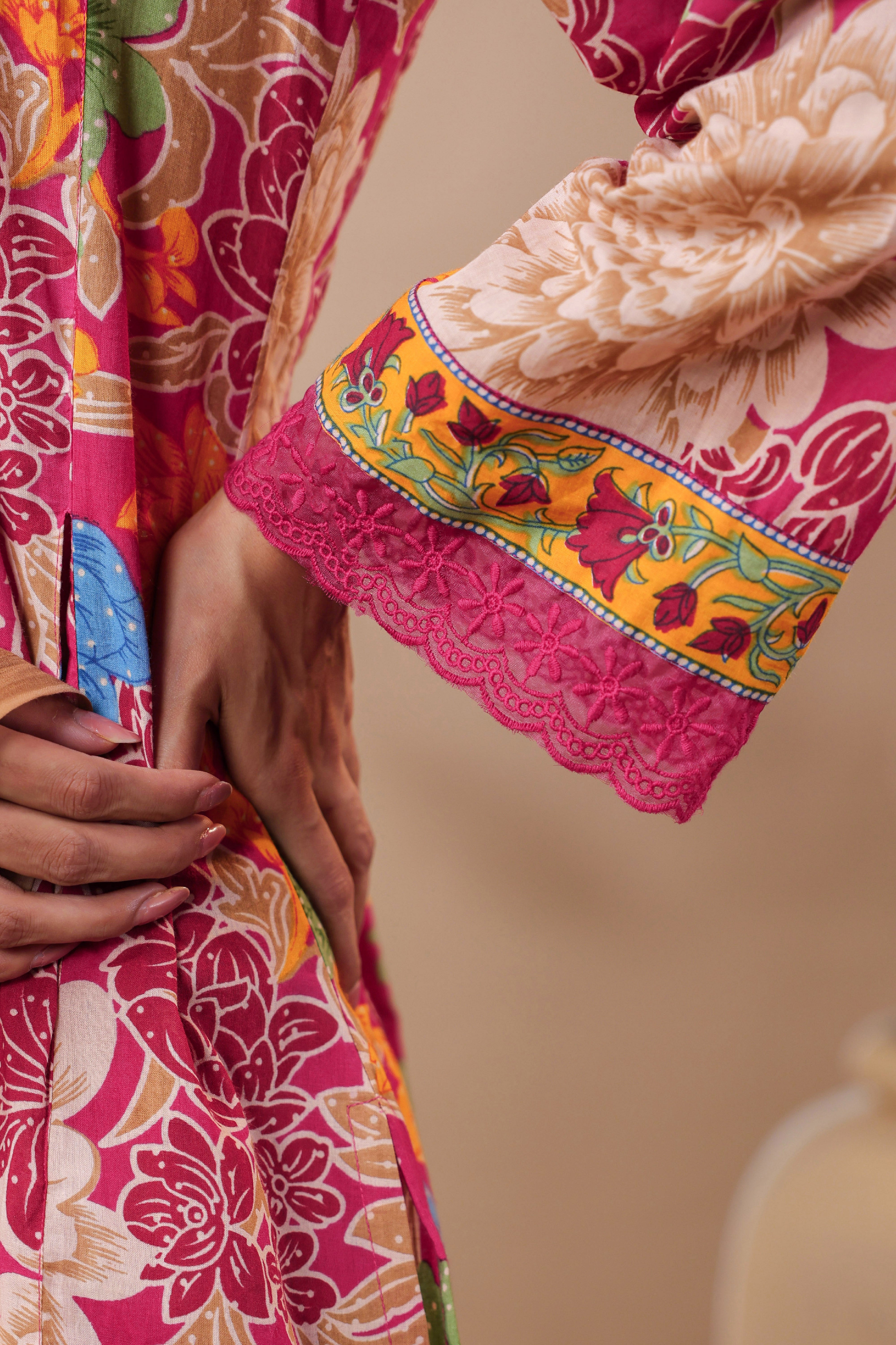 Pink Printed Pakistani-Style Suit Kurta Set