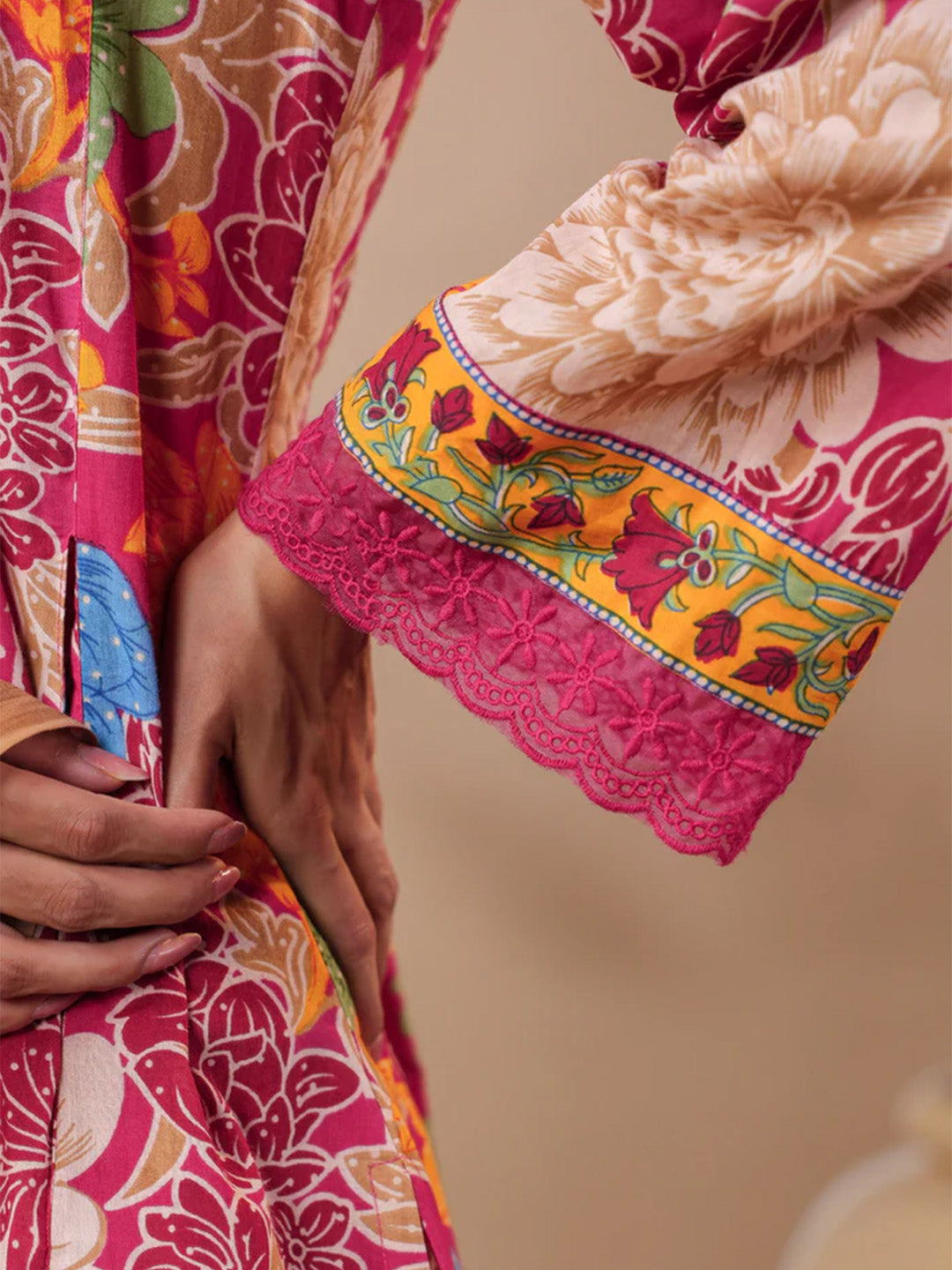 Pink Printed Pakistani-Style Suit Kurta Set