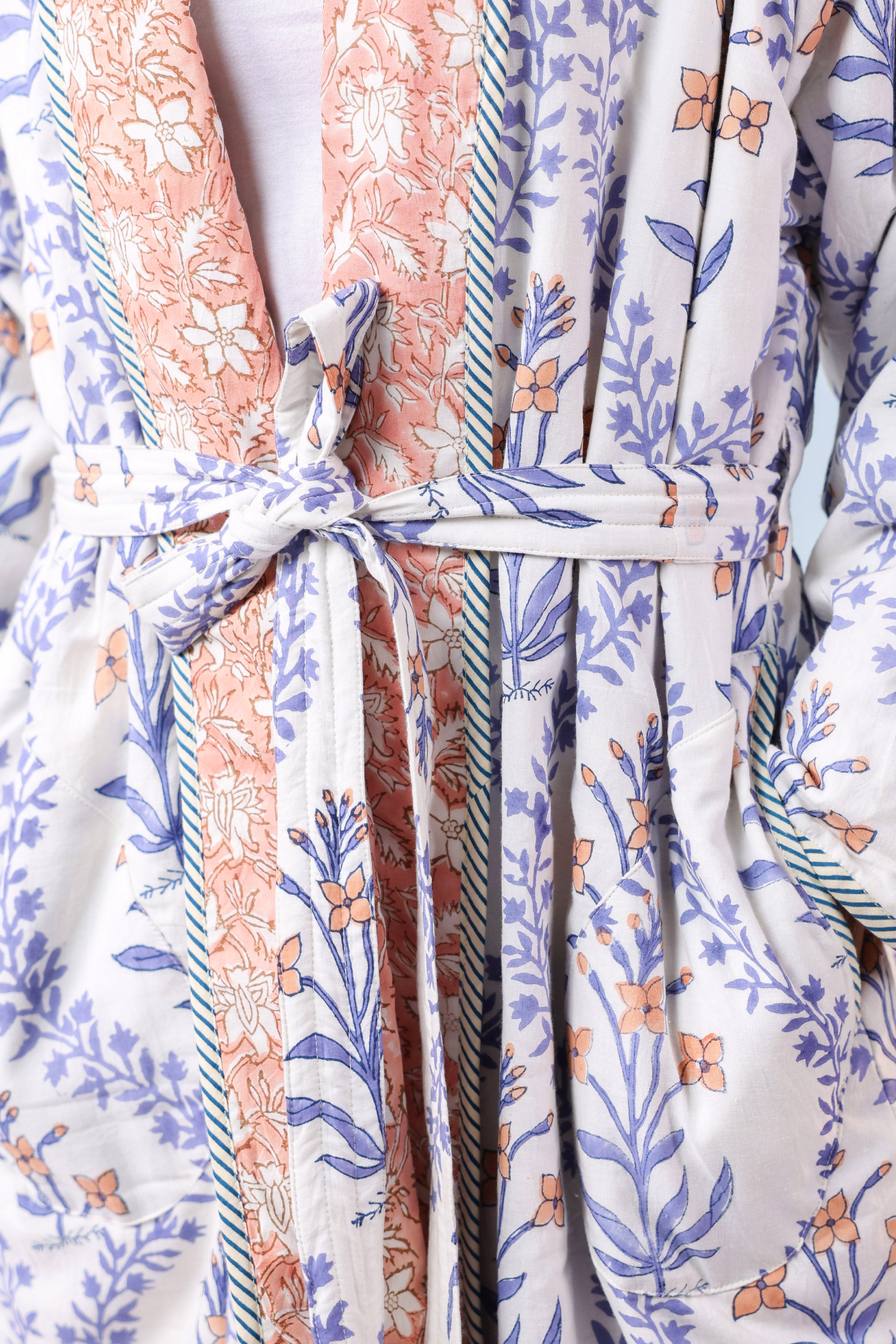 English Rose Floral Quilted Reversible Robe