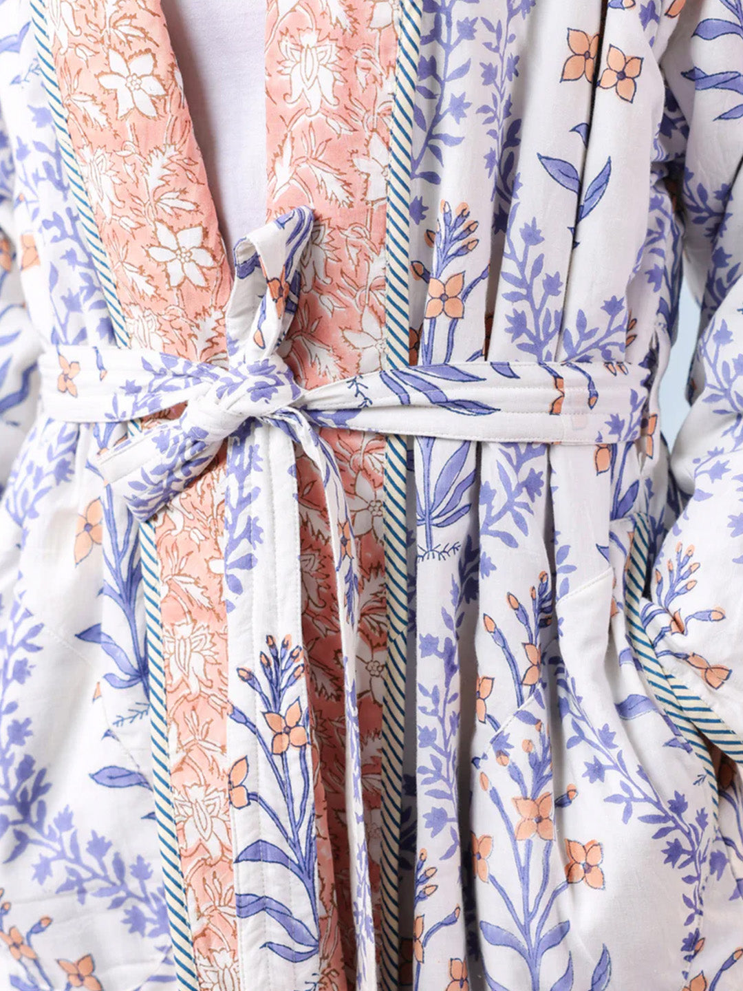 English Rose Floral Quilted Reversible Robe