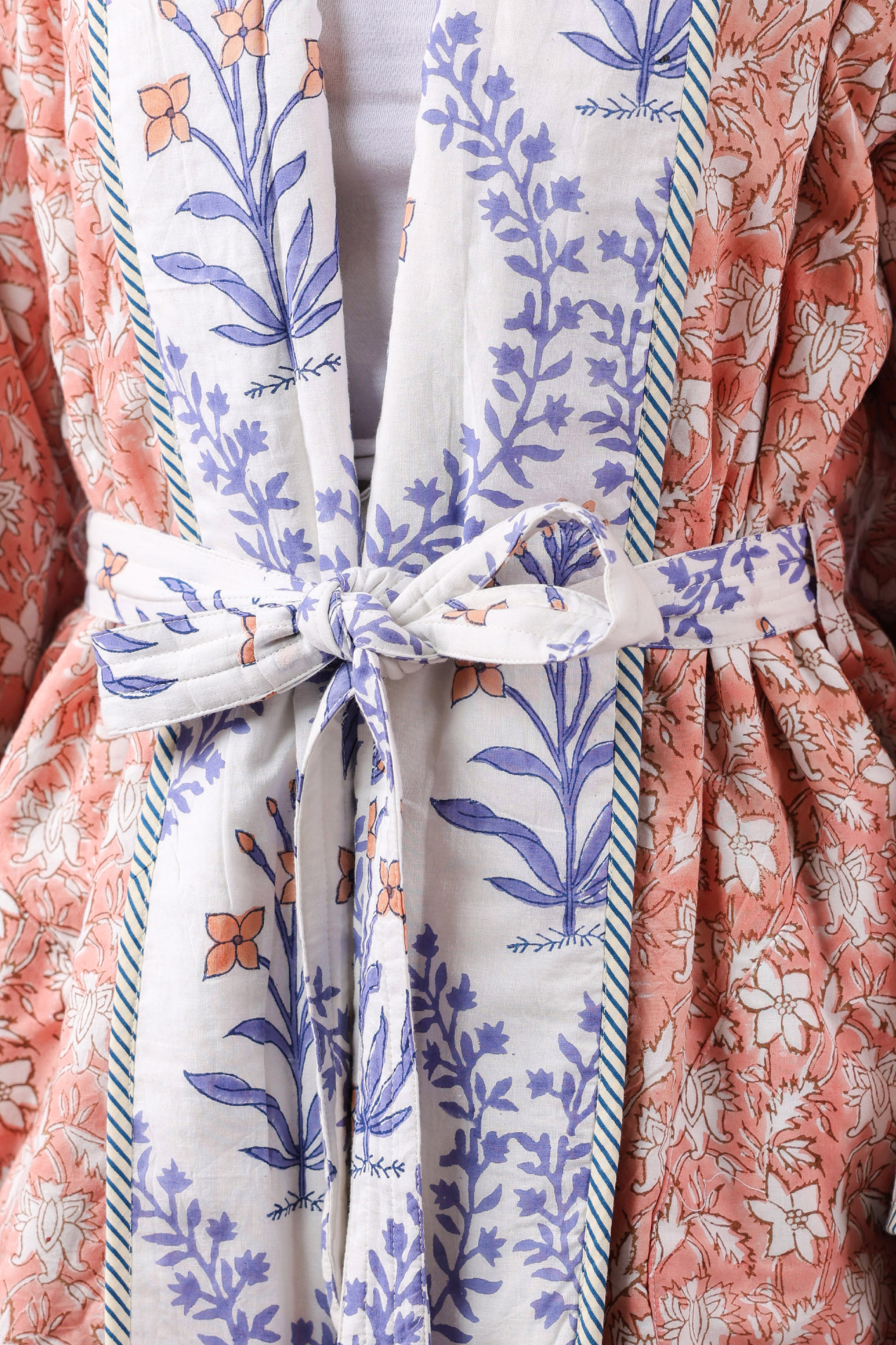 English Rose Floral Quilted Reversible Robe
