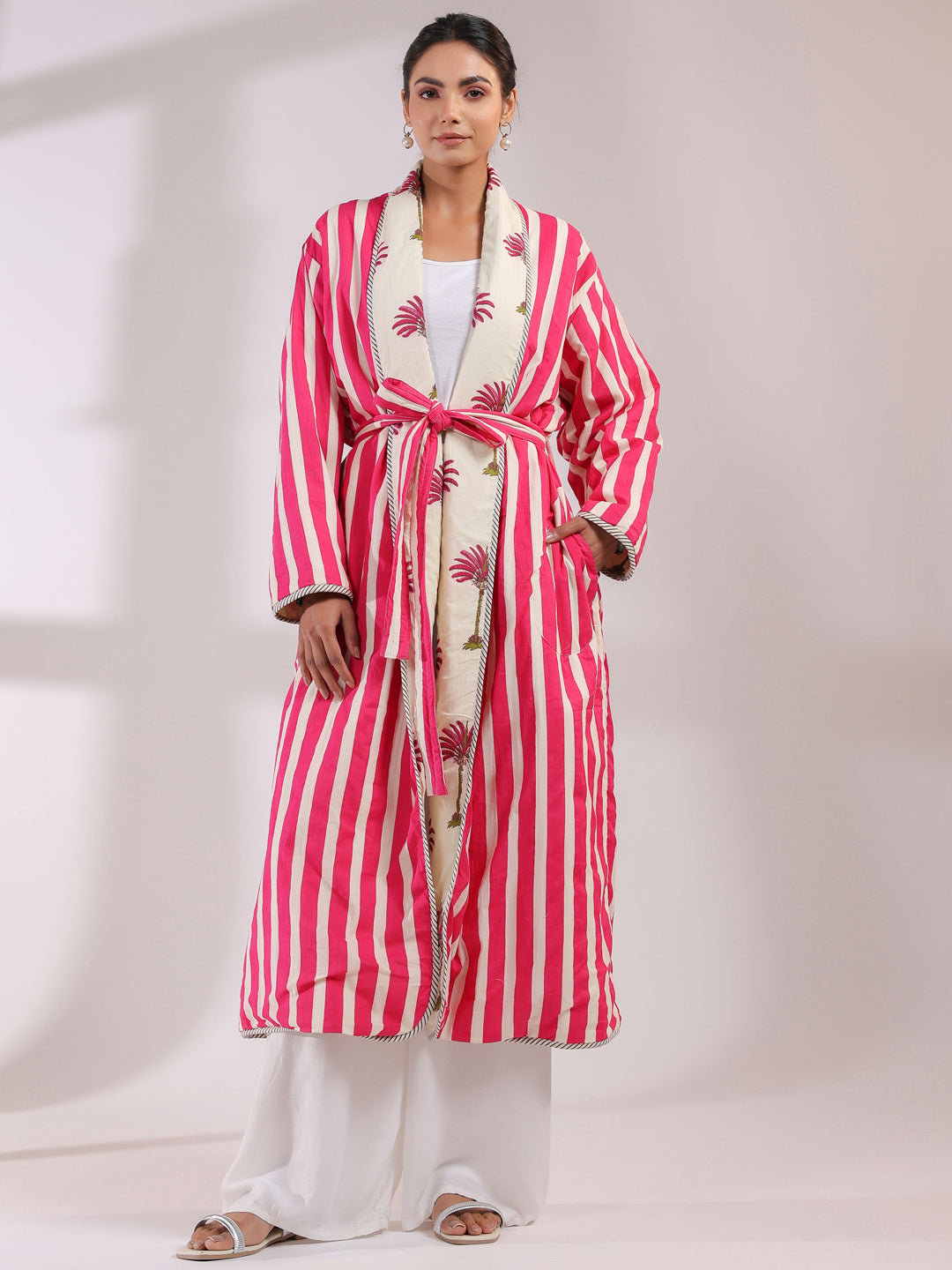 Palm Printed Reversible Quilted Robes