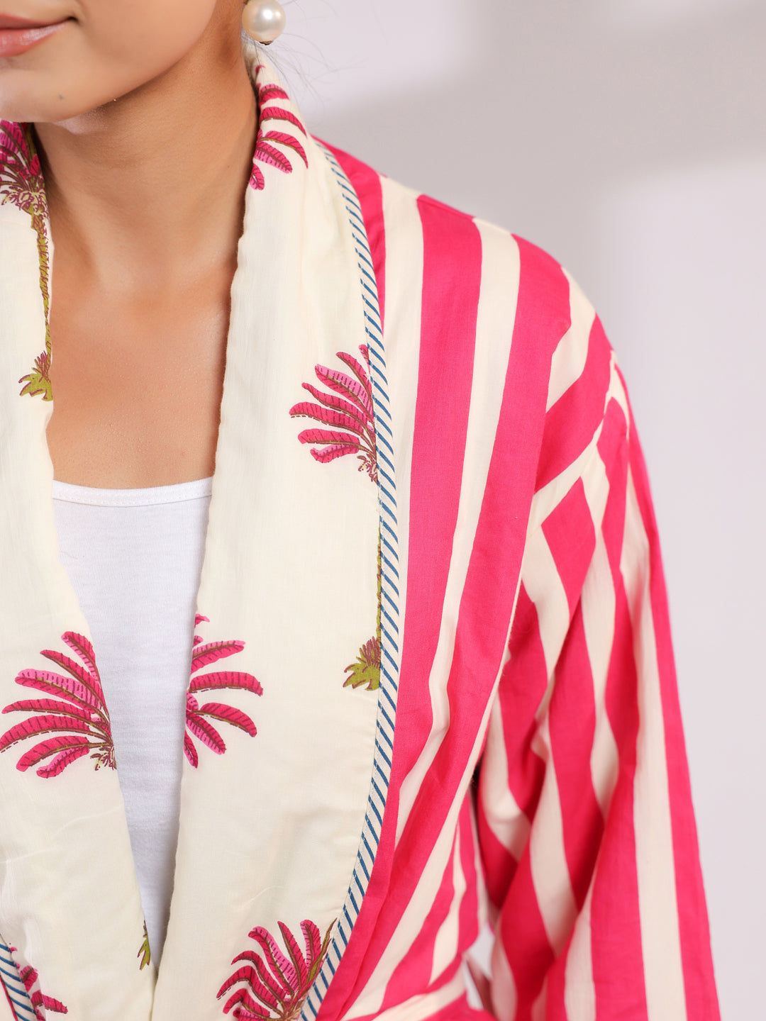 Palm Printed Reversible Quilted Robes