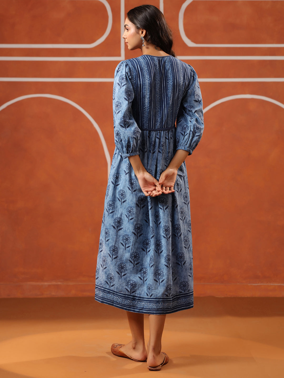 Indigo Printed Cotton Dress