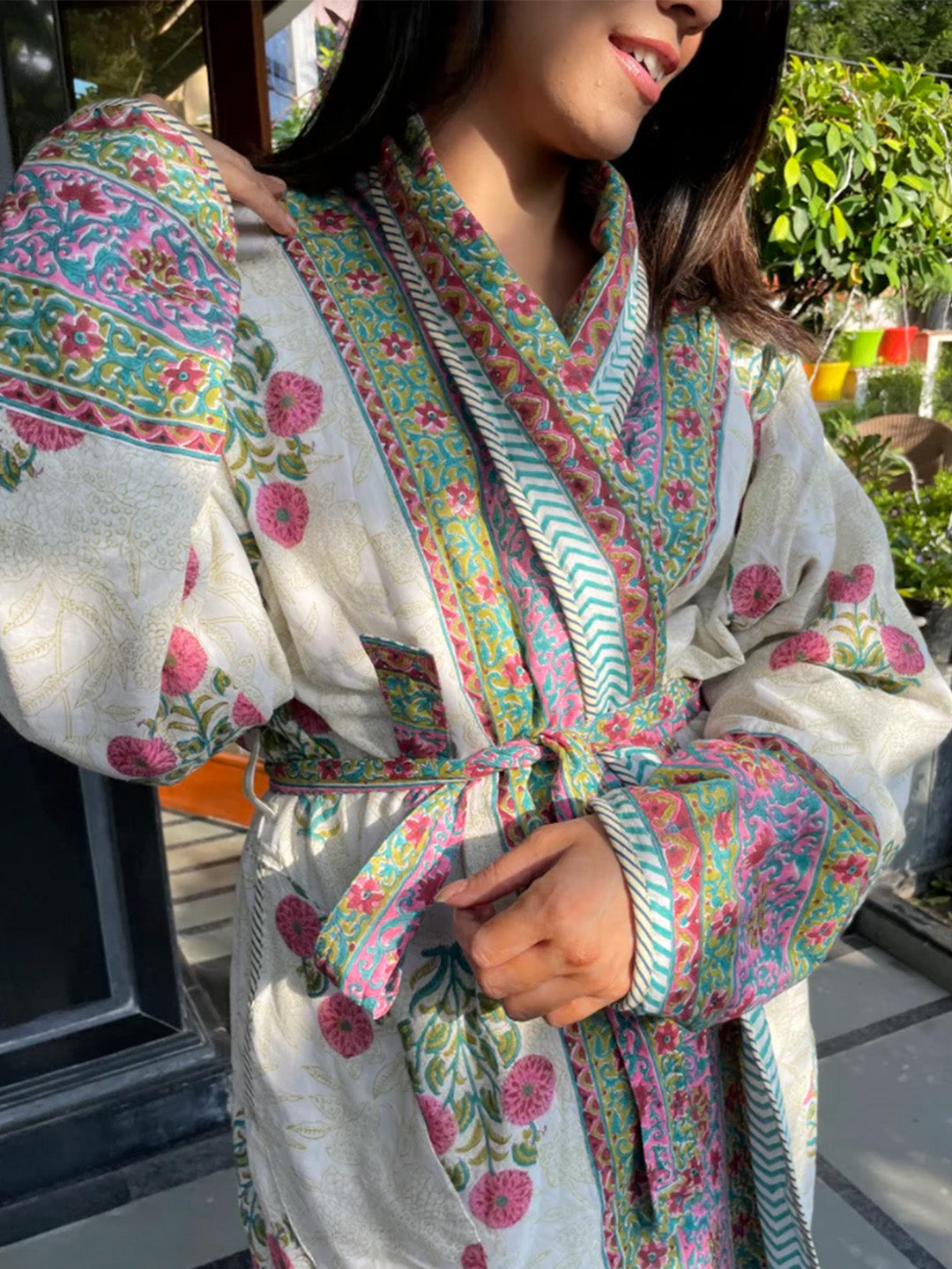 Baagheecha Quilted Cotton Robe