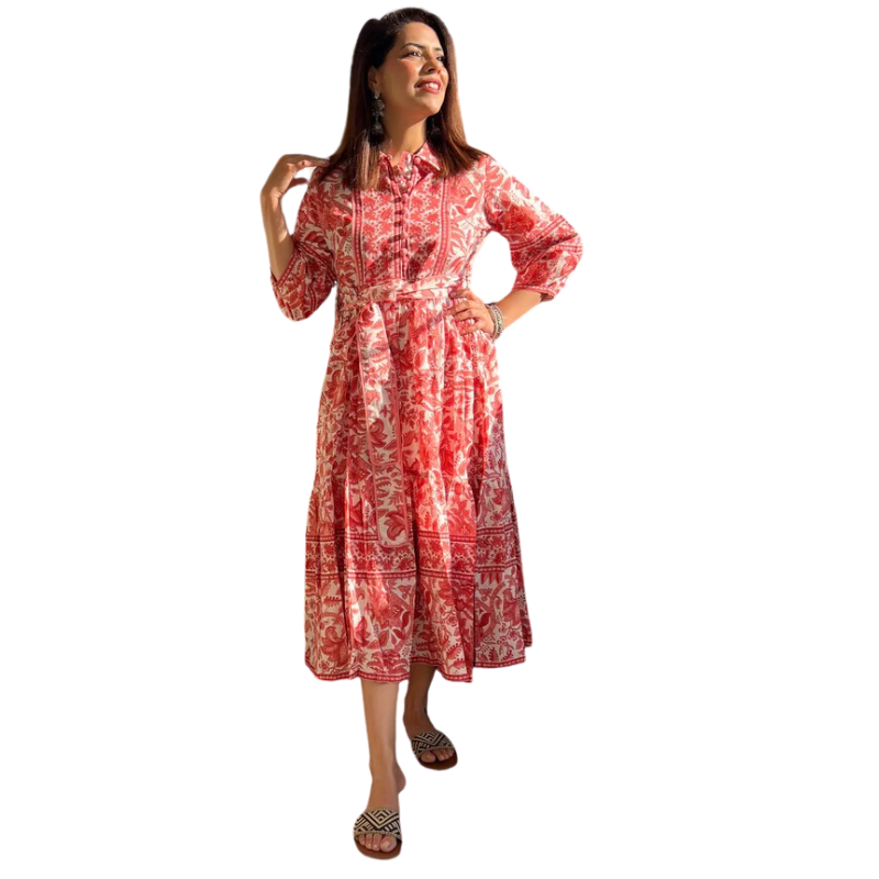 Explore Printed Gulab Nagri Cotton Dress Jaipur Morni USA Small