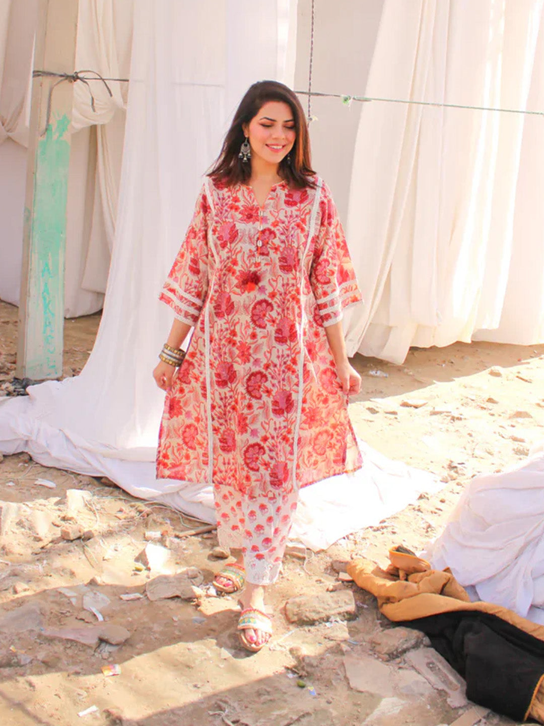 Afghani Chogha Set | Coral