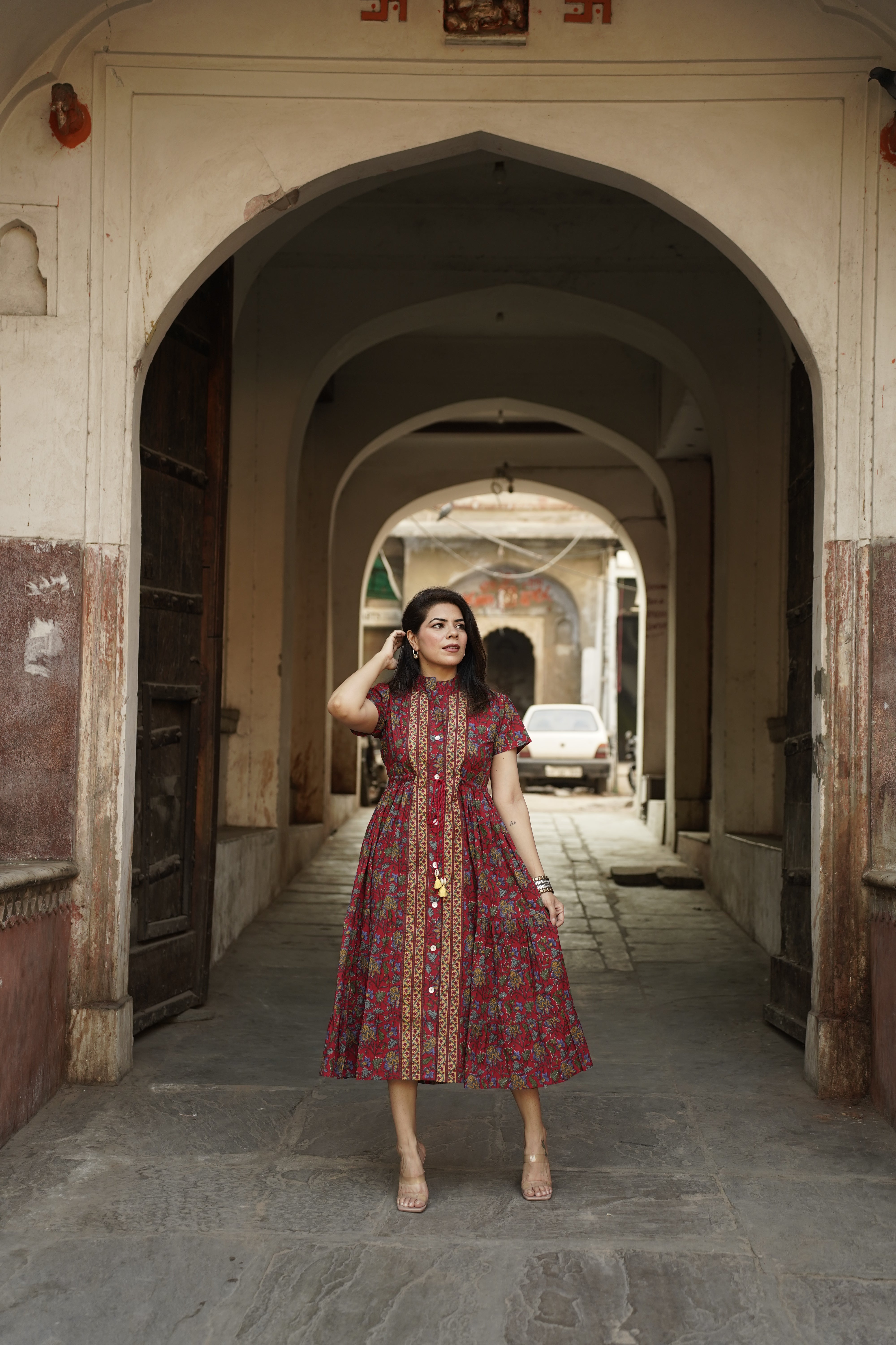 Roshni Dress | Crimson Jungle