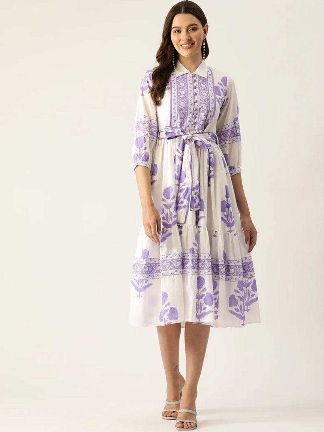 Mughal Print Dress | Lavender