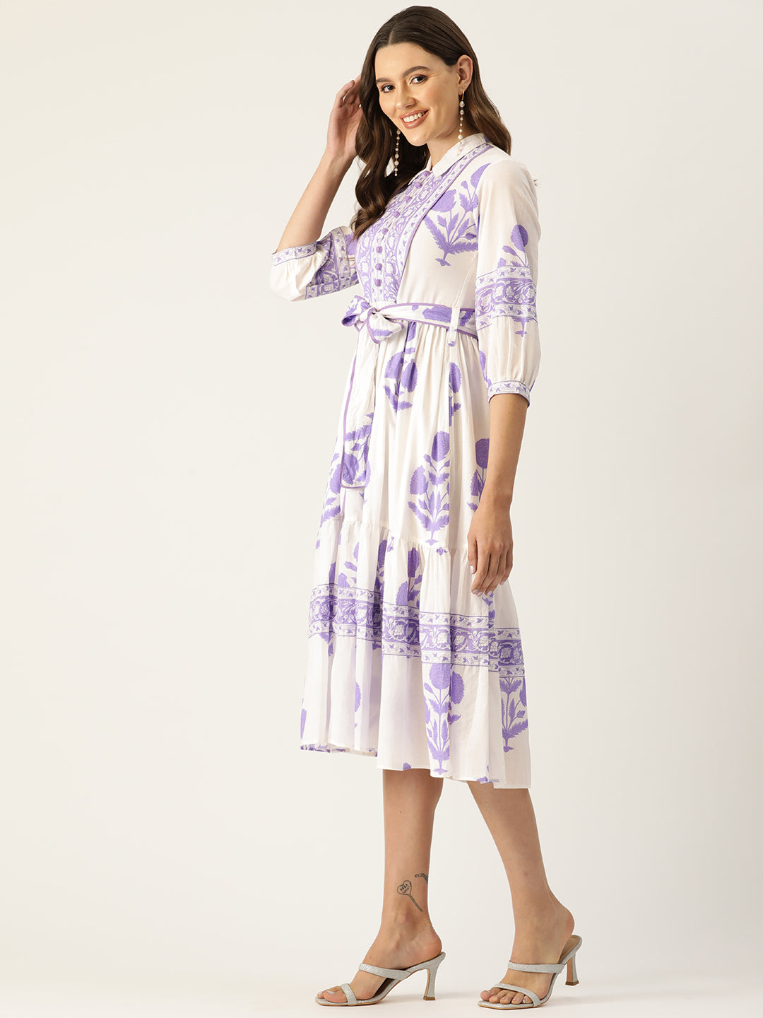 Mughal Print Dress | Lavender