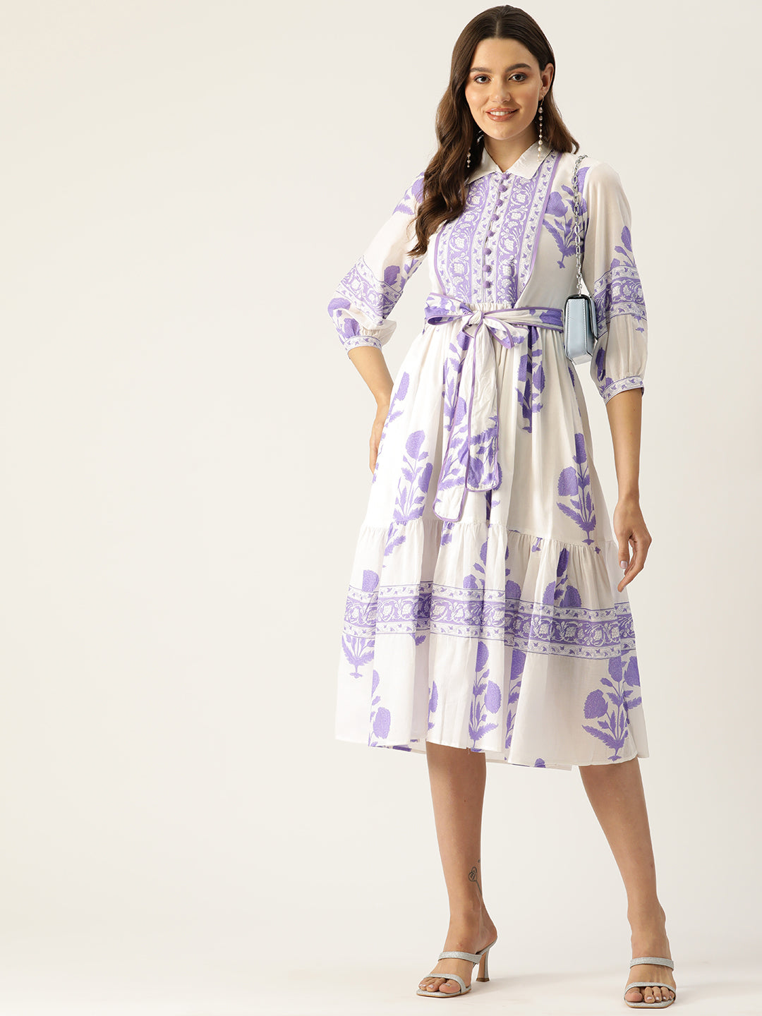 Mughal Print Dress | Lavender