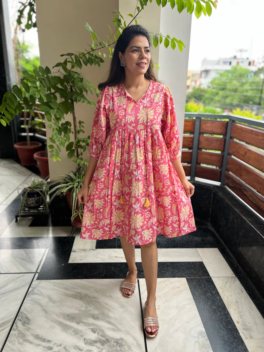 Sapna Dress | Brilliant Pink