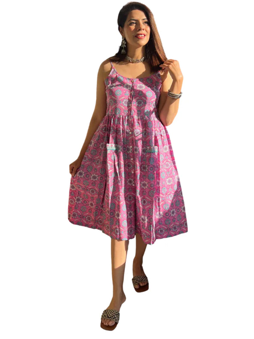 Sanganer Dress | Rose Pink