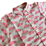 Block Print Kids Button Down Shirt | Pink Cars