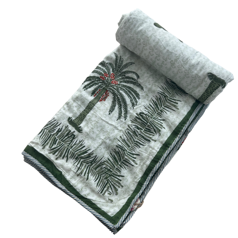 Block Print Twin/Throw Dohar Quilt | Palm Springs
