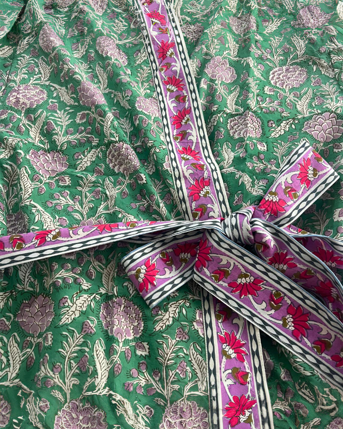 Block Print Cotton Robe | Spring Meadow