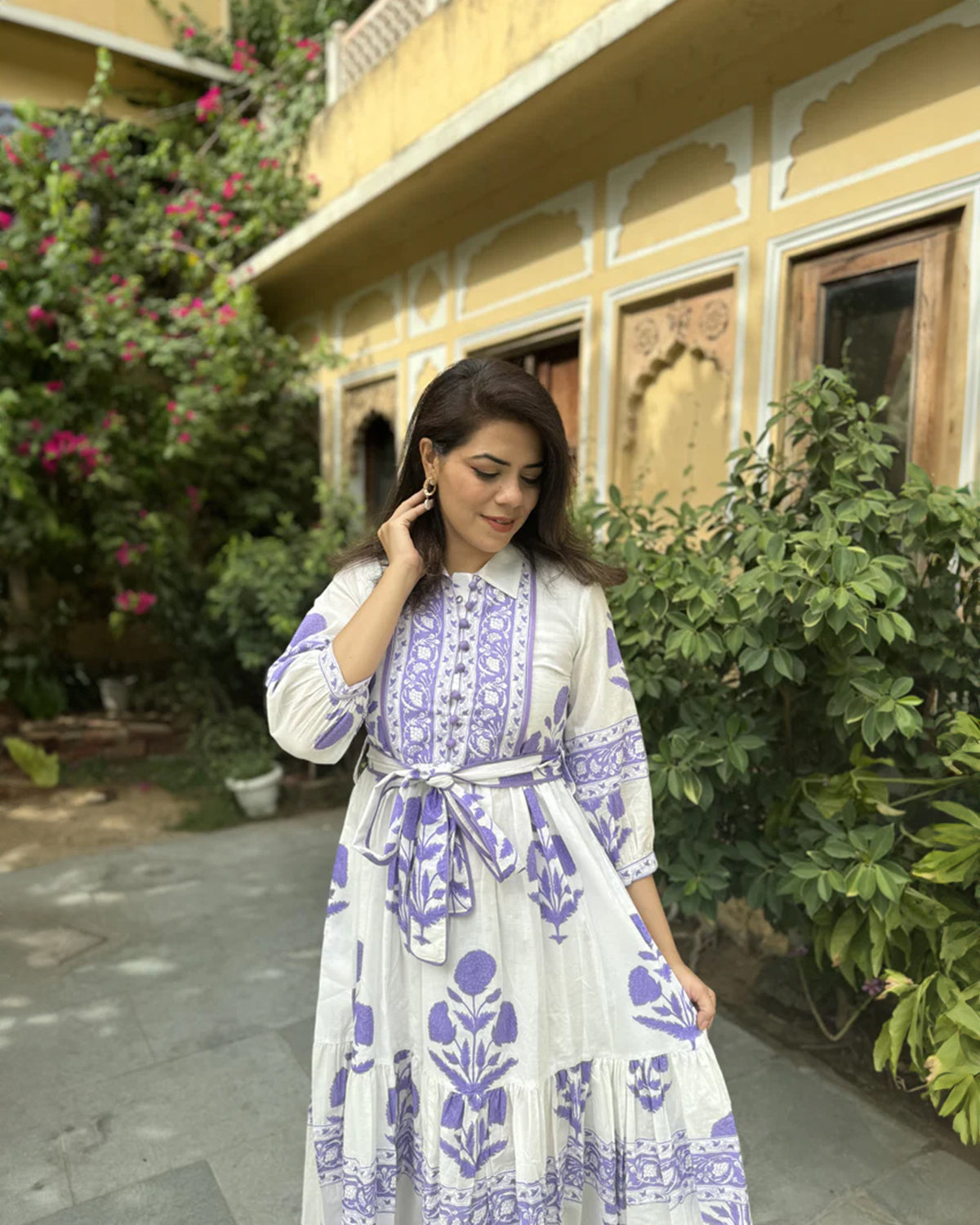 Mughal Print Dress | Lavender