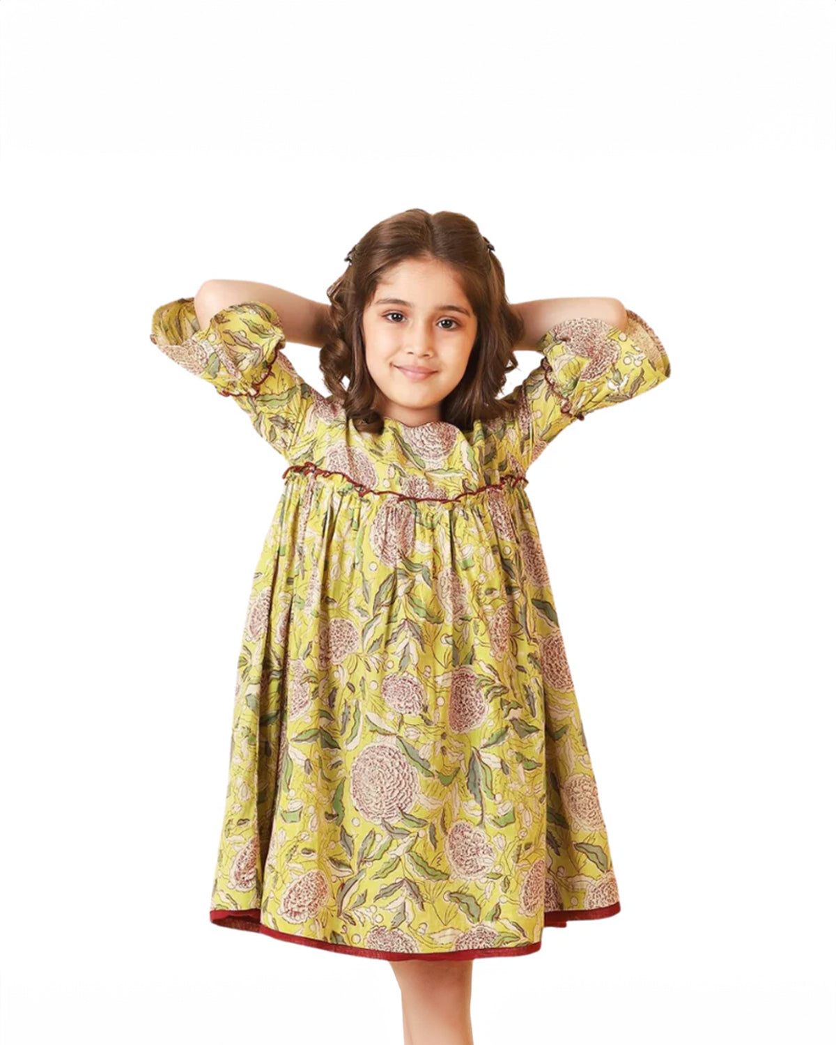 Block Print Kids Dress | Mowgli Yellow Floral