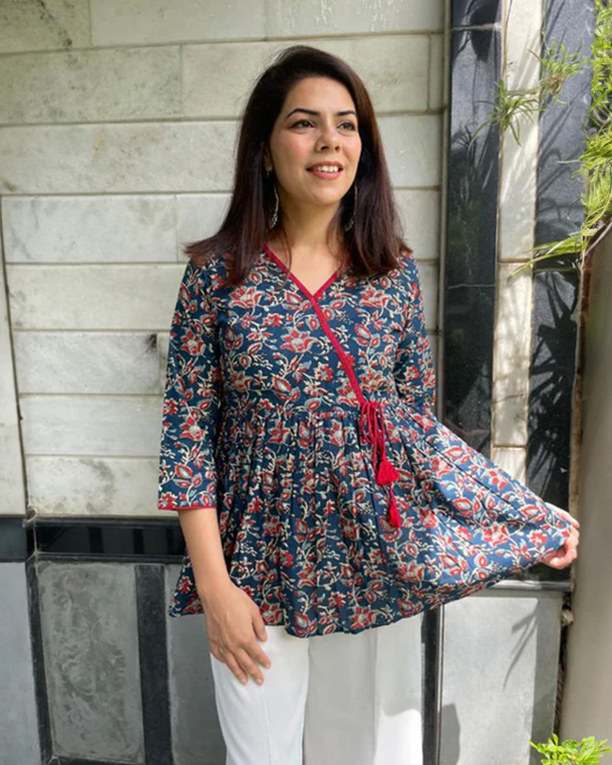 Riya Top | Indigo Floral