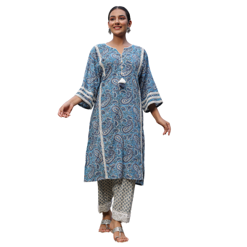 Afghani Chogha Set | Blue Paisley