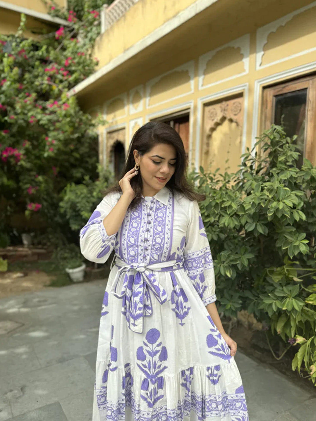 Mughal Print Dress | Lavender