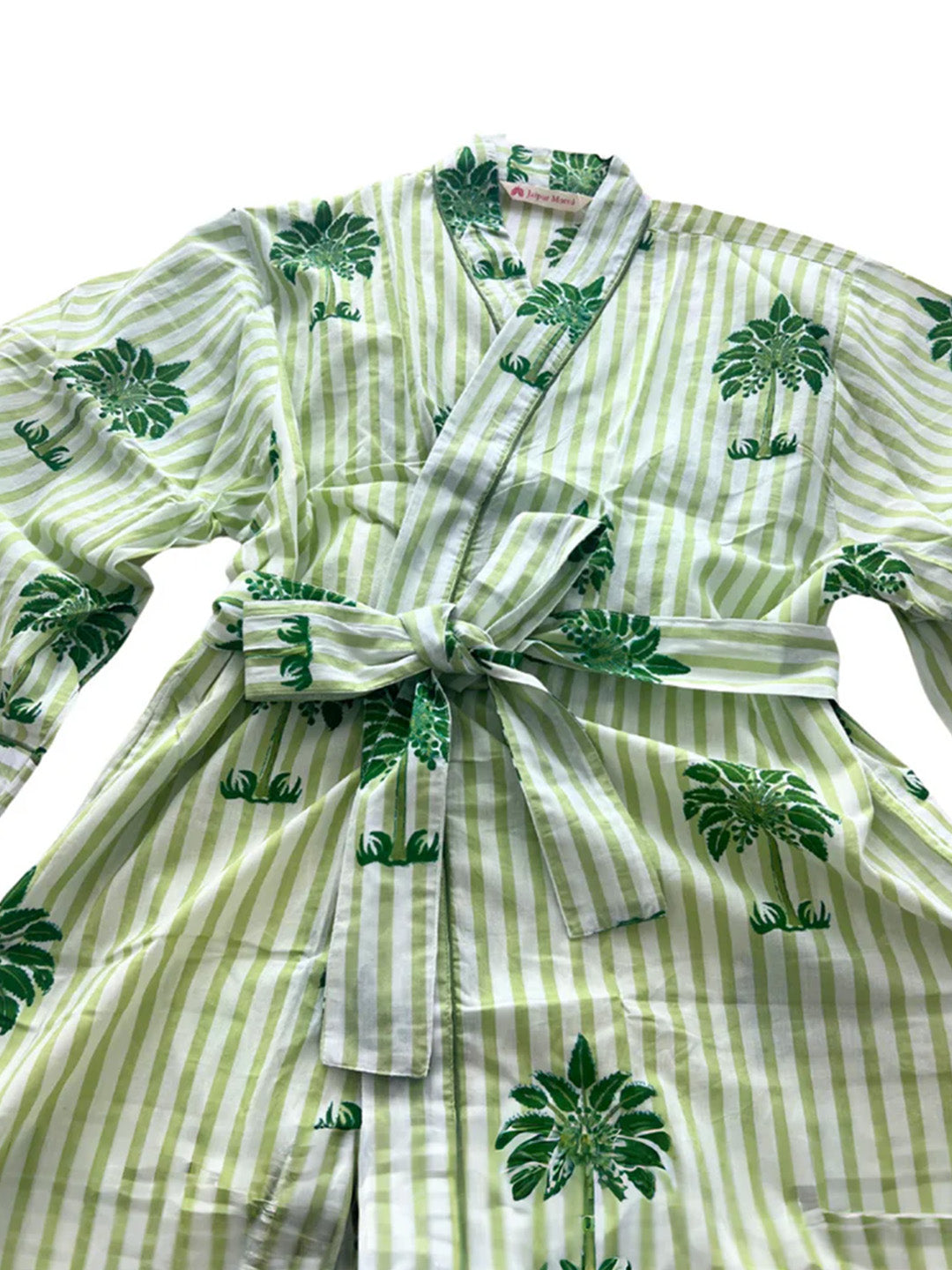 SECONDS | Block Print Cotton Robe | Summer Palms | No Beltloops