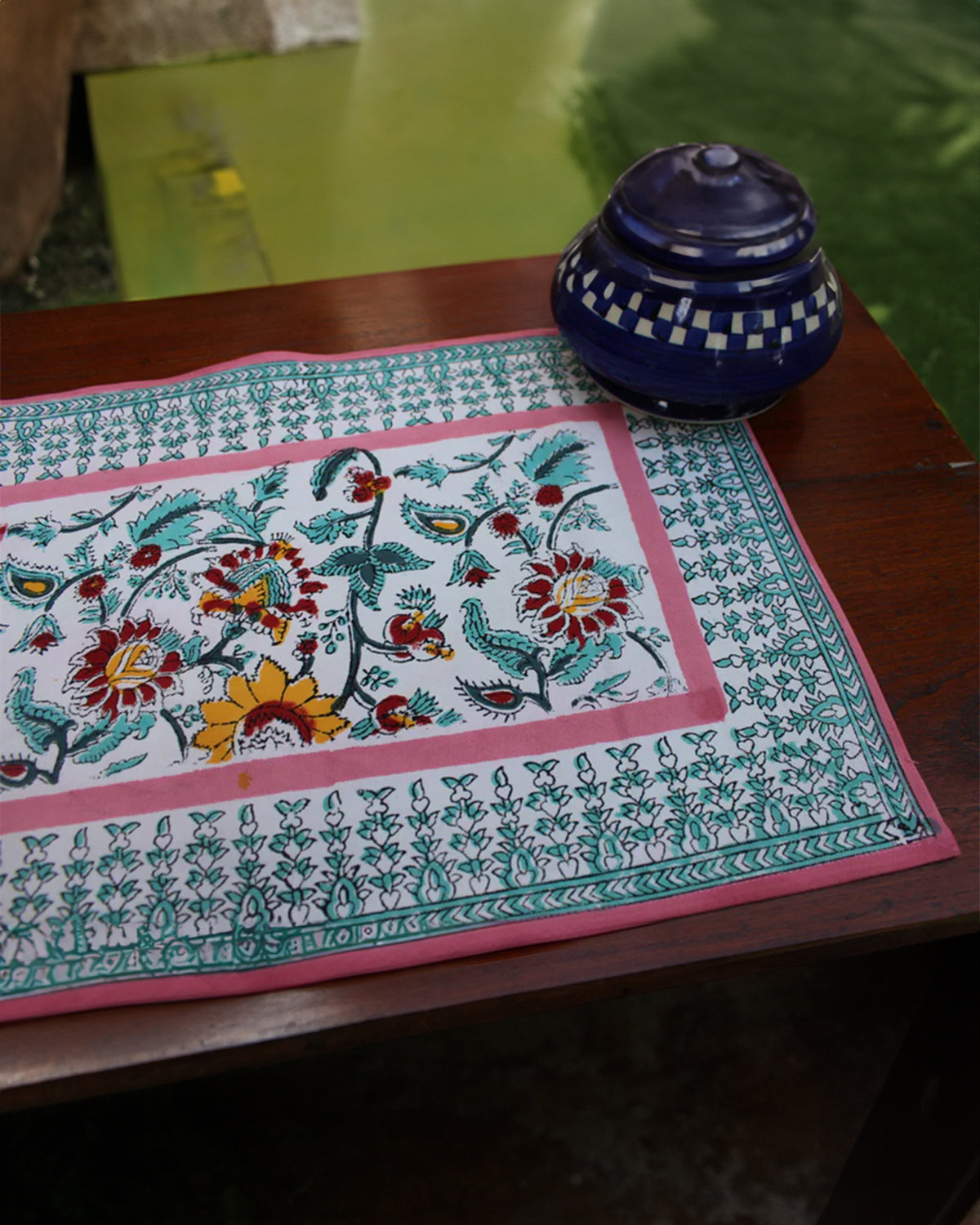 Block Print Cotton Placemats Set of 6 | Frangipani