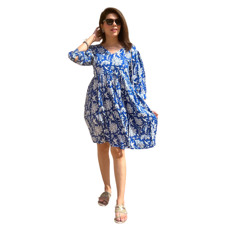 Hawa Mahal Dress | Deep Blue