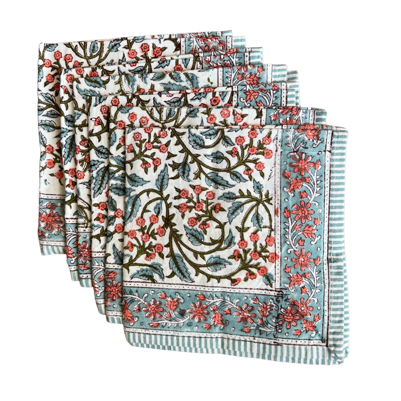Mughal Jaal Cotton Table Napkins - Set of 6