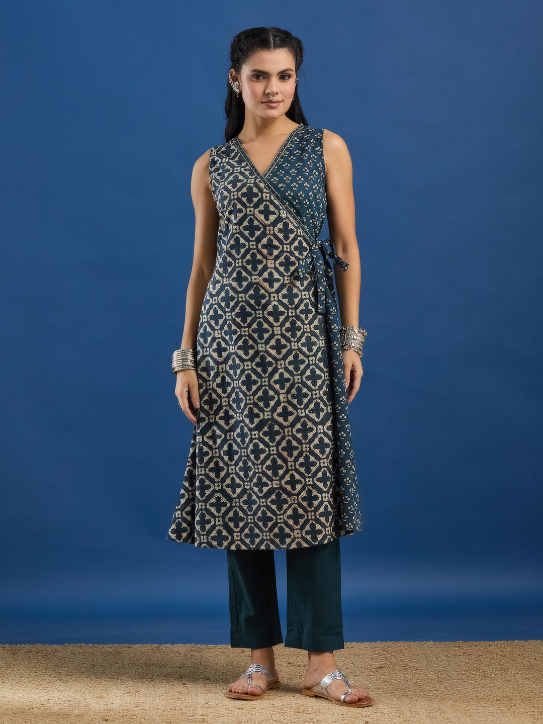 Green Handblock Printed Kurta Set