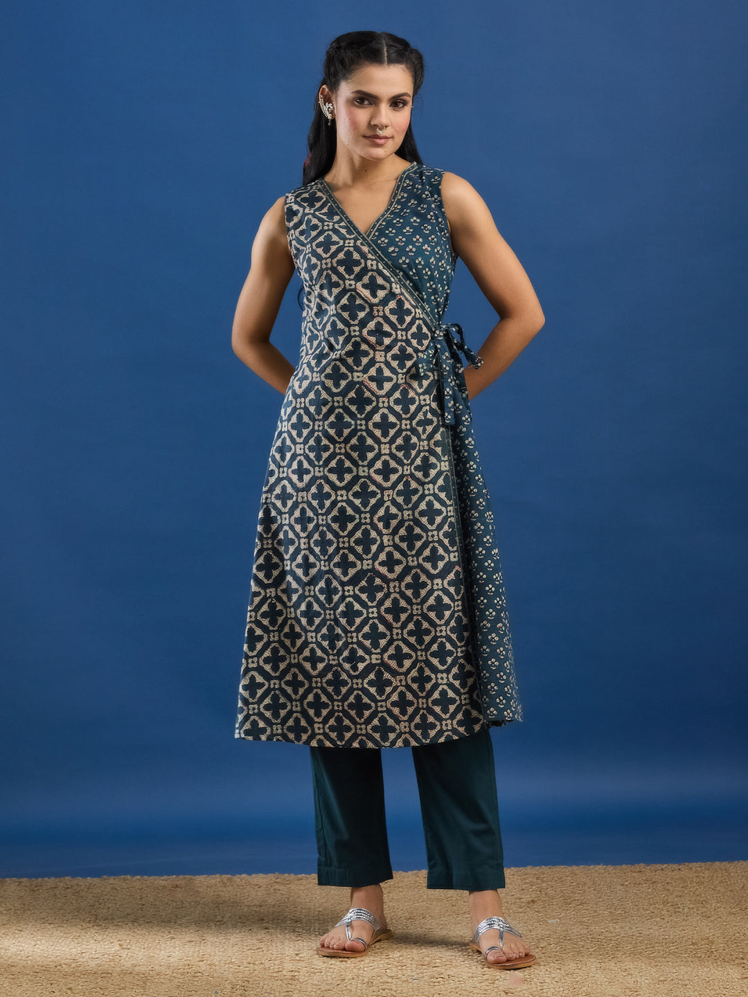 Green Handblock Printed Kurta Set