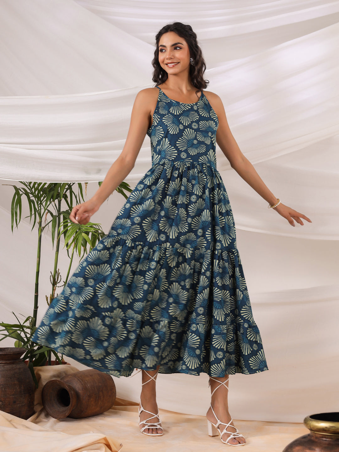 Teal Backless Maxi Dress
