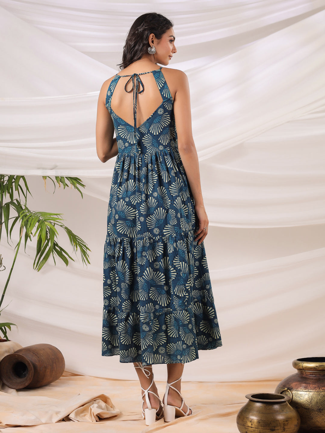 Teal Backless Maxi Dress