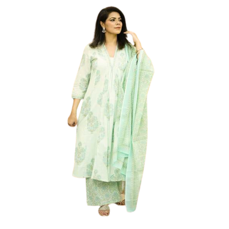 Kusum Kurta Set | Mint Green