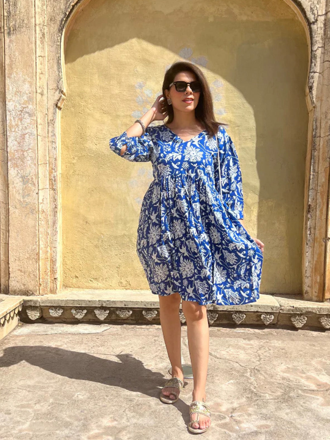 Hawa Mahal Dress | Deep Blue