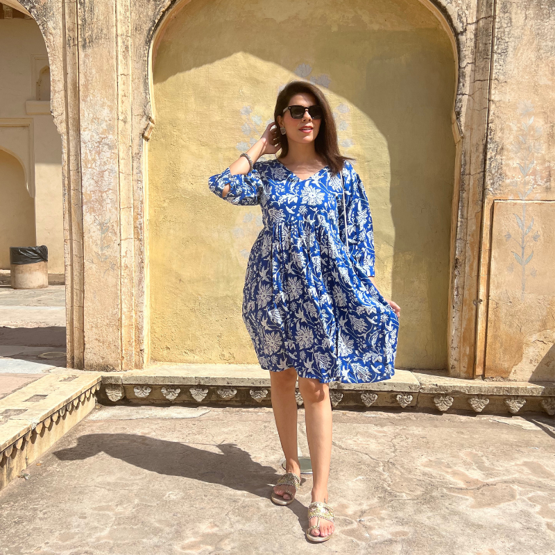 Hawa Mahal Dress | Deep Blue