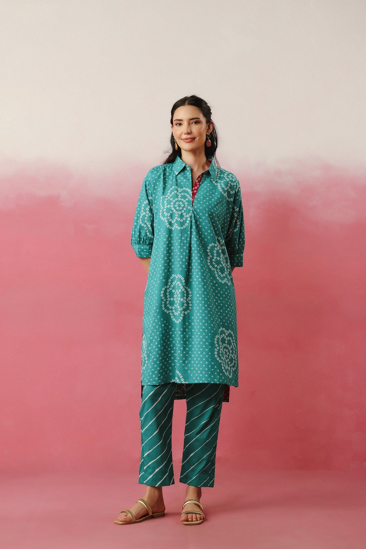 Green Bandhej Printed Co-ord Set