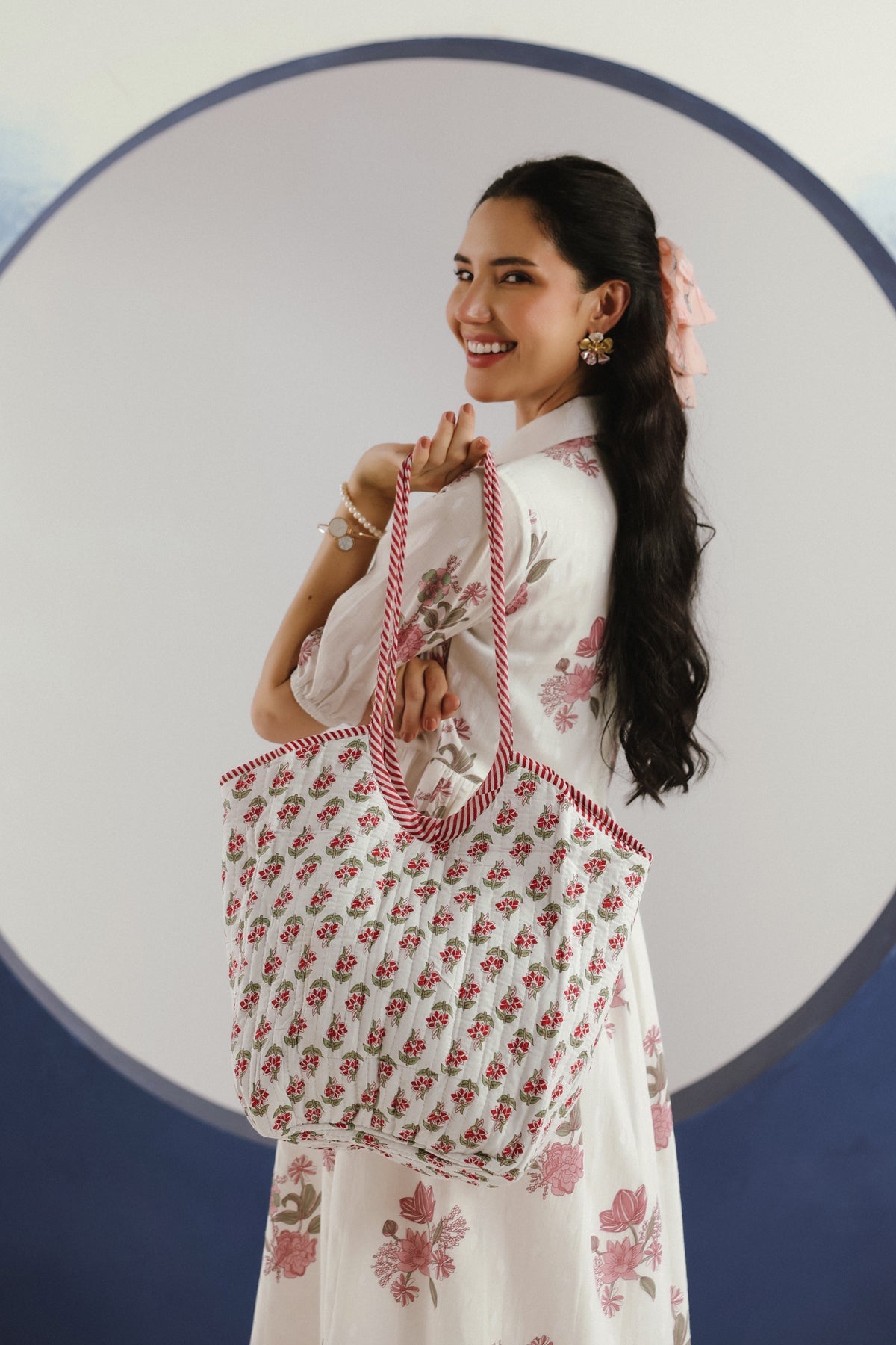 Phoolwari Quilted Boho Tote Bag