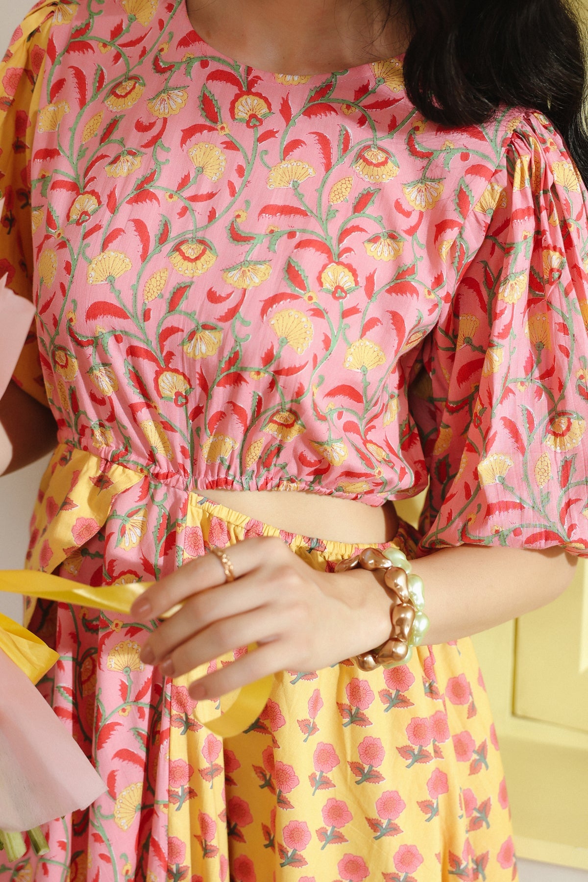 Sunset Bloom Cotton Cut-out dress