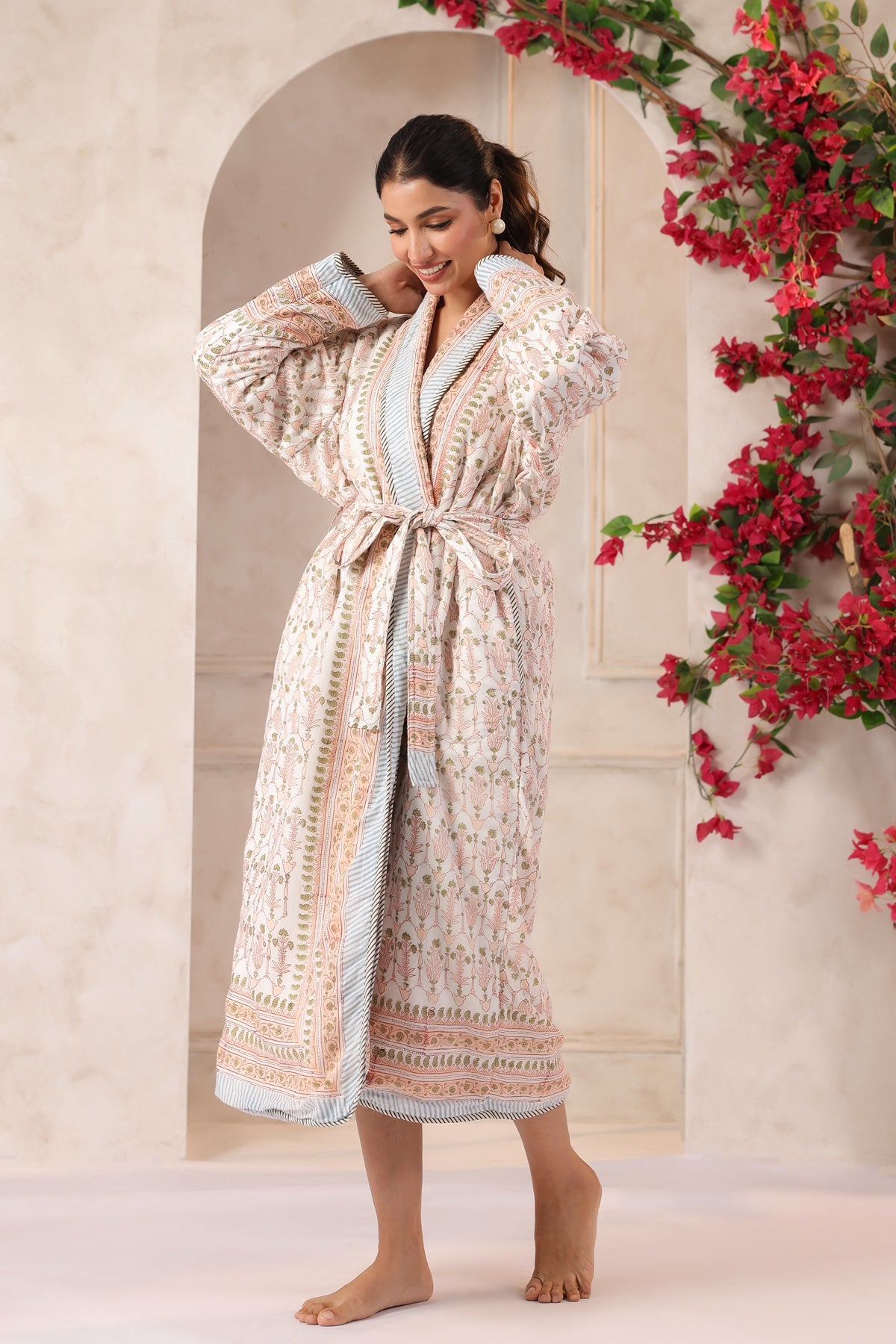 Lotus Bloom Printed Reversible Quilted Robes