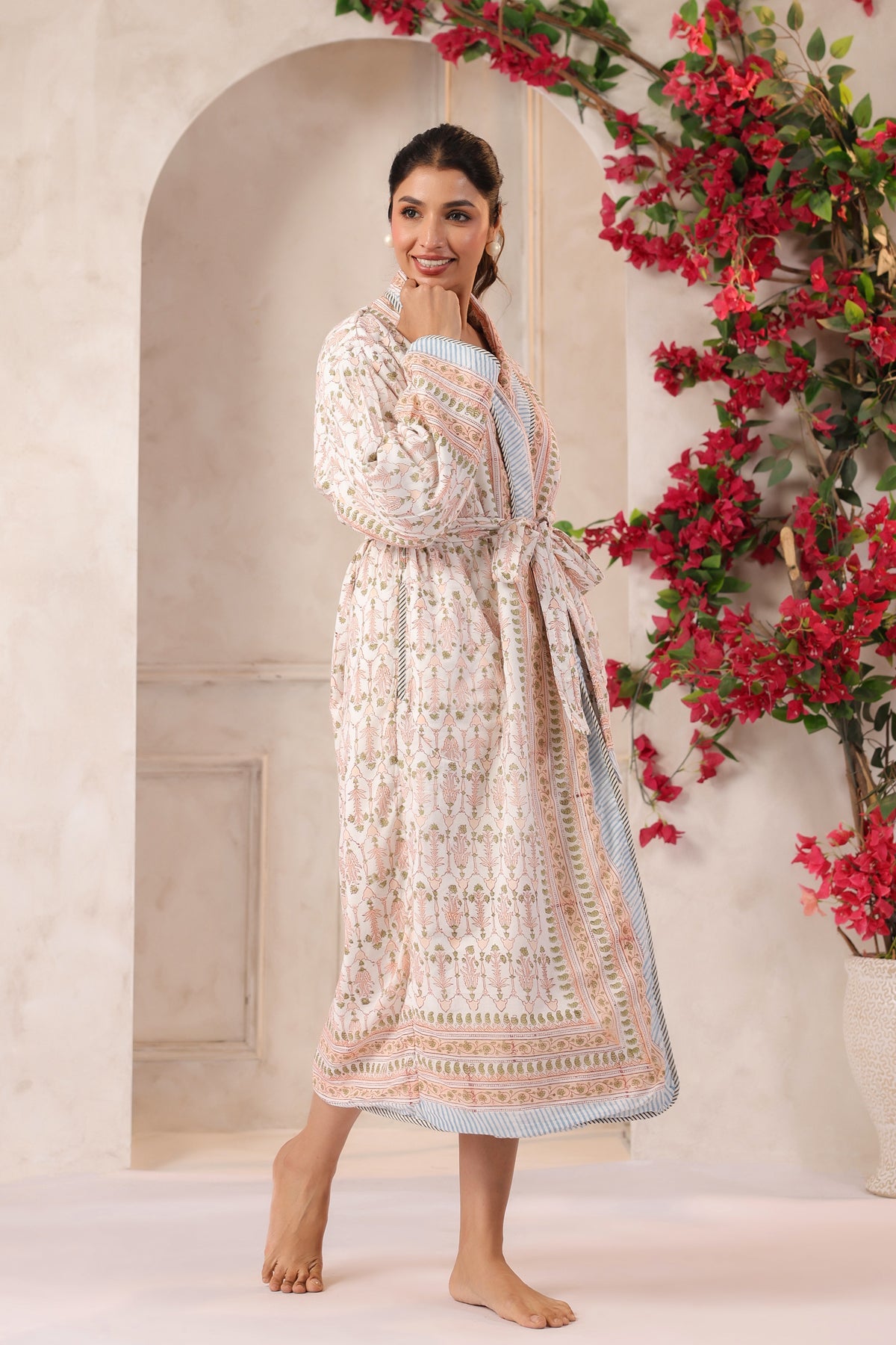 Lotus Bloom Printed Reversible Quilted Robes