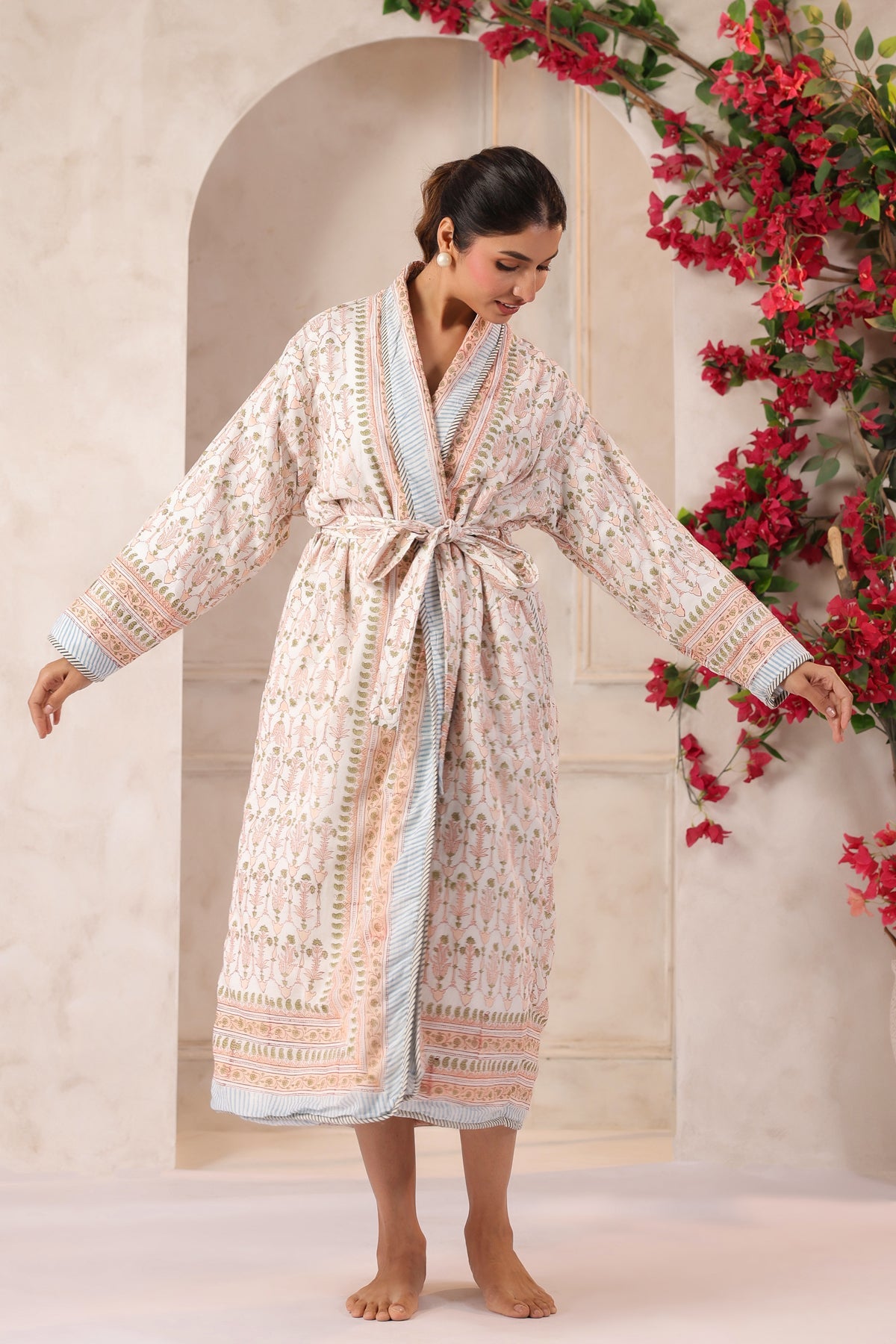 Lotus Bloom Printed Reversible Quilted Robes