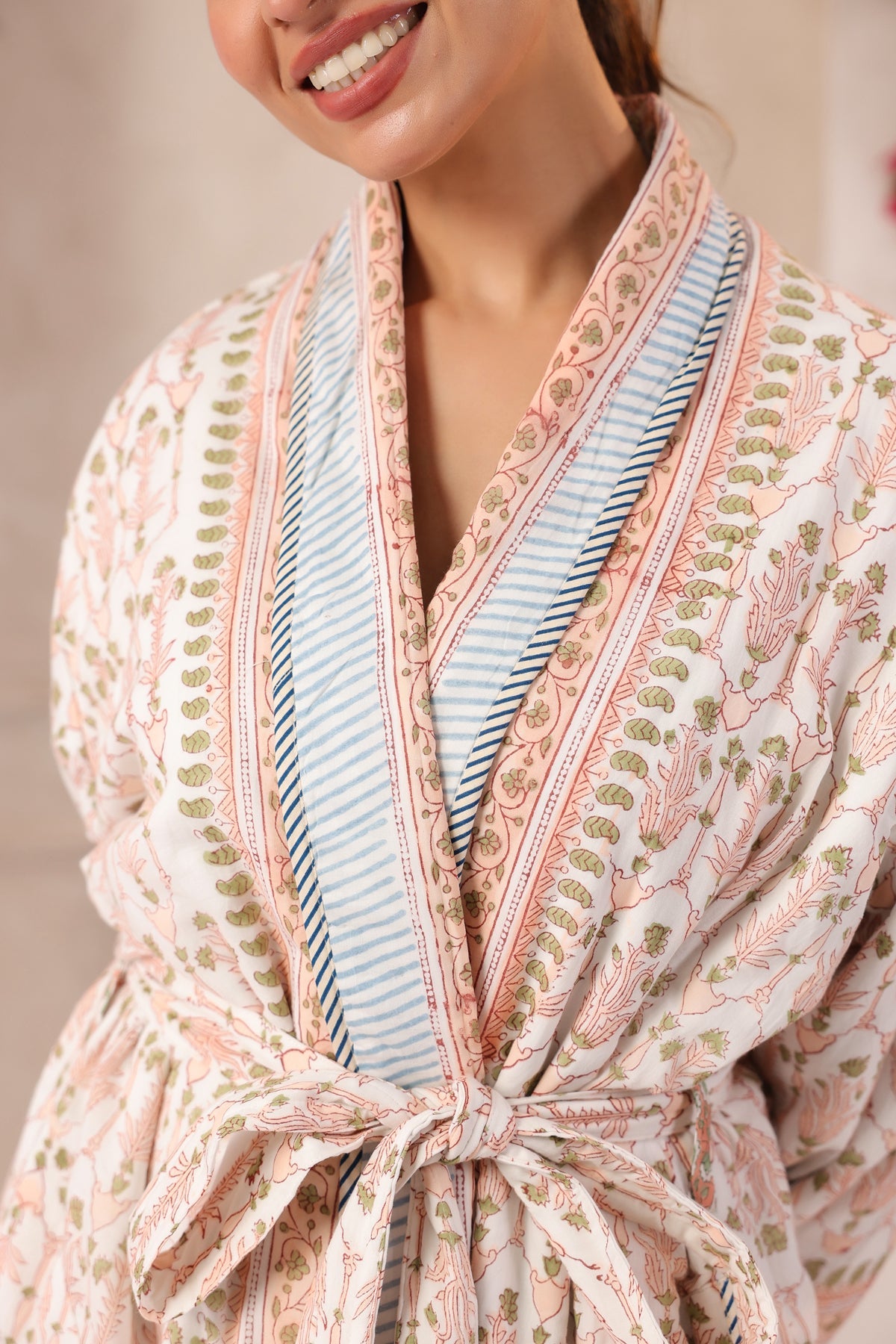 Lotus Bloom Printed Reversible Quilted Robes